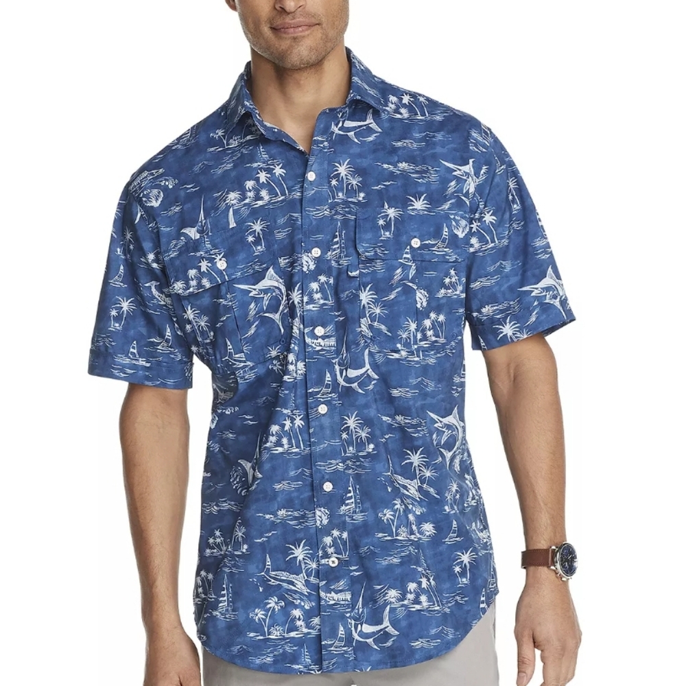 Izod Saltwater Coastal Performance Shirt Mens Medium